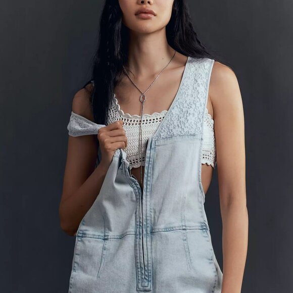 *NWT* Anthropologie Pilcro Front-Zip Wide-Leg Denim Jean Jumpsuit S XS - Picture 4 of 4